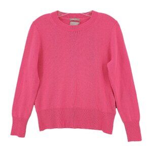 J CREW Women's Cashmere classic-fit crewneck sweater Bright Pink Size SMALL